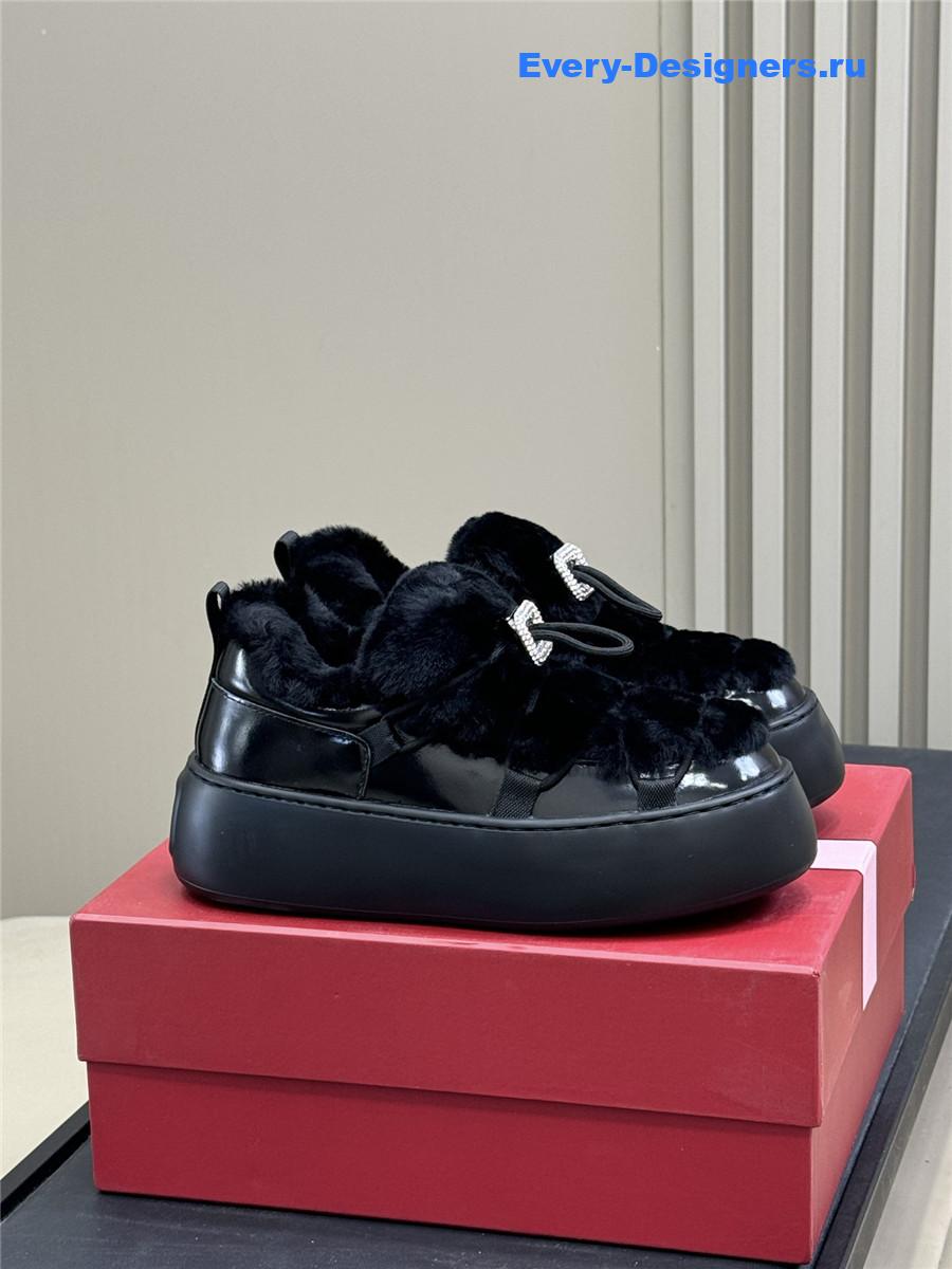 Roger Vivier Black Shearling Suede Sneaker