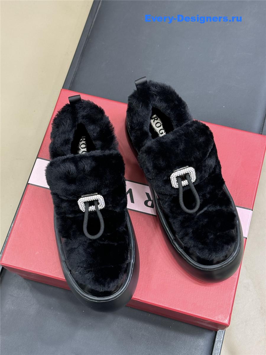 Roger Vivier Black Shearling Suede Sneaker