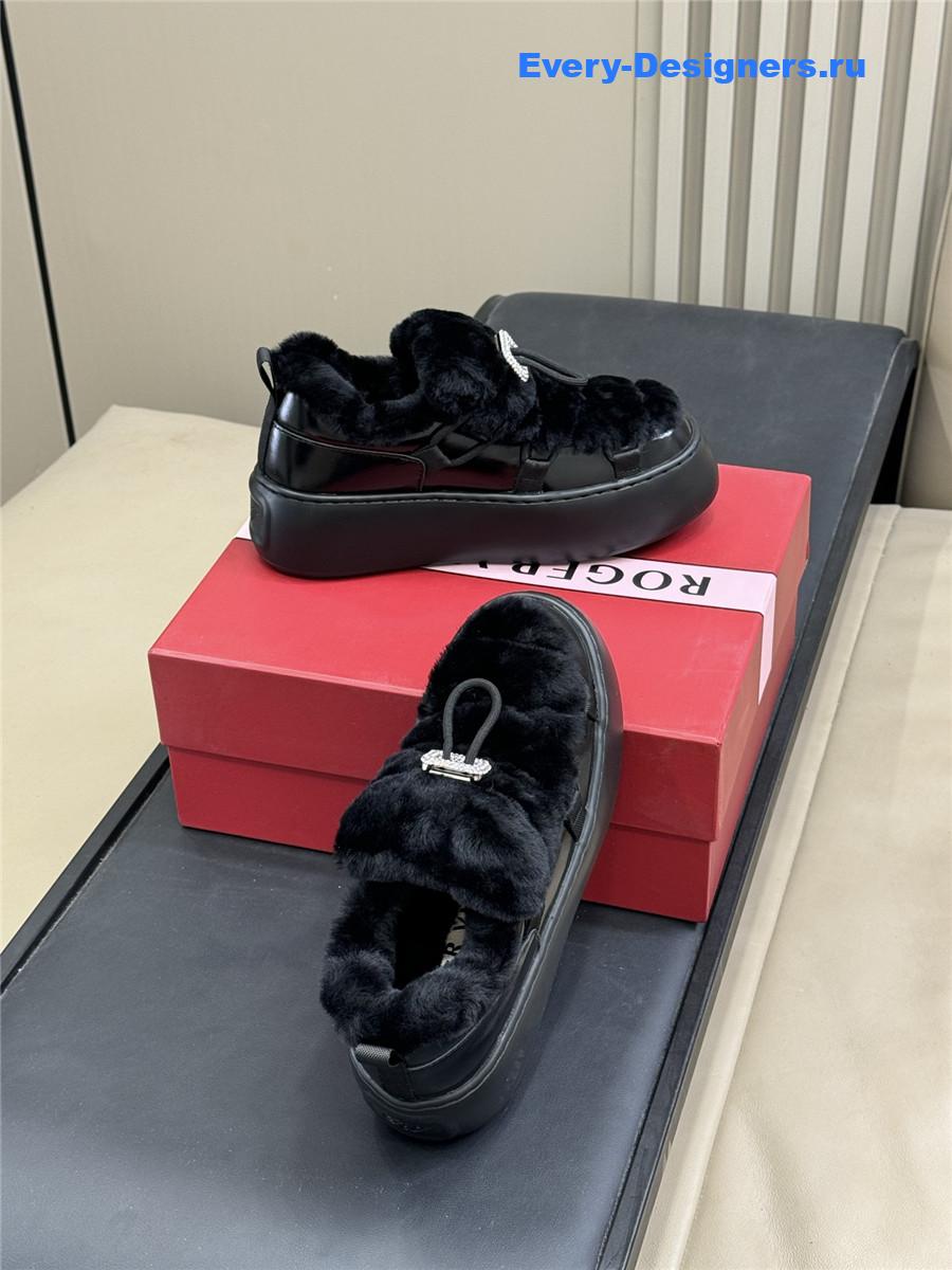 Roger Vivier Black Shearling Suede Sneaker