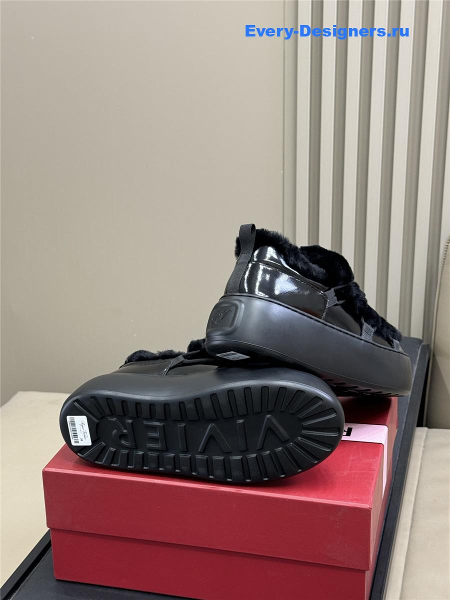 Roger Vivier Black Shearling Suede Sneaker