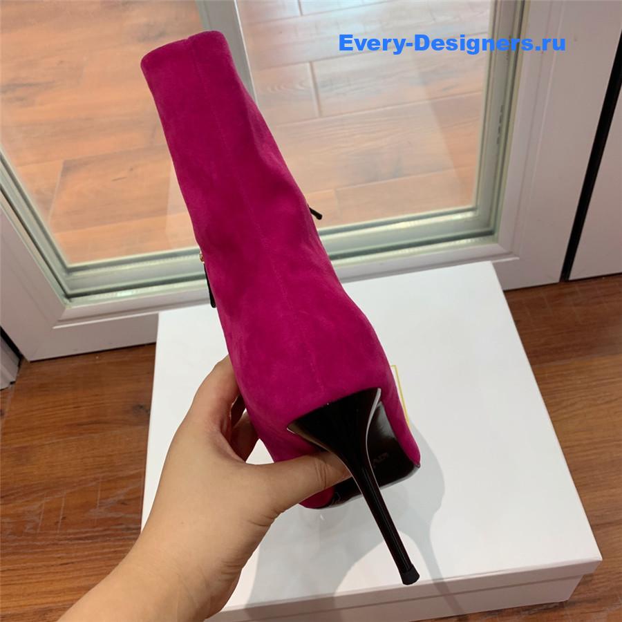 Balmain Suede Pointed Toe High Heel Boots