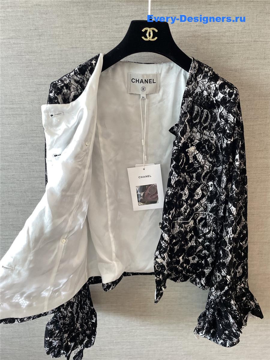 Ch**el black and white lace jacket