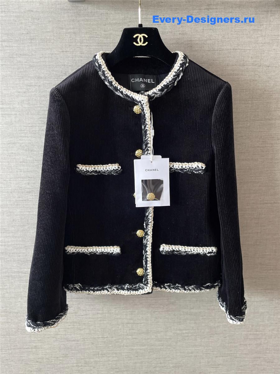 Ch**el black white corduroy jacket