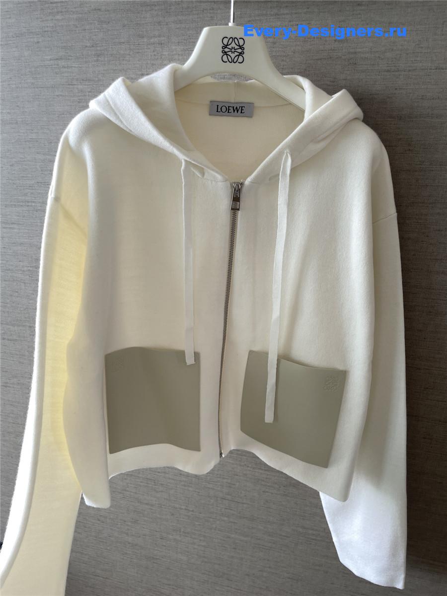 L0ew* leather-trimmed wool-blend hoodie