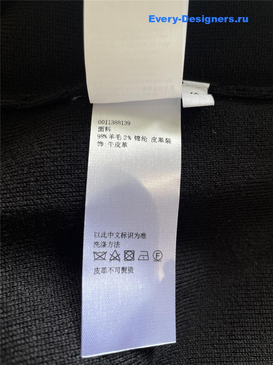 L0ew* black leather-trimmed wool-blend hoodie