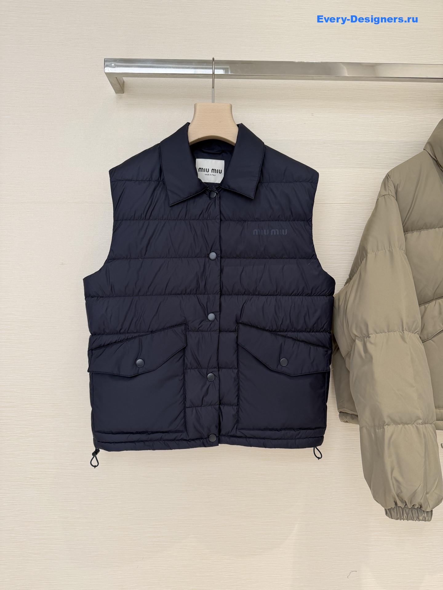 Miu Miu Navy Technical Pongé Down Vest