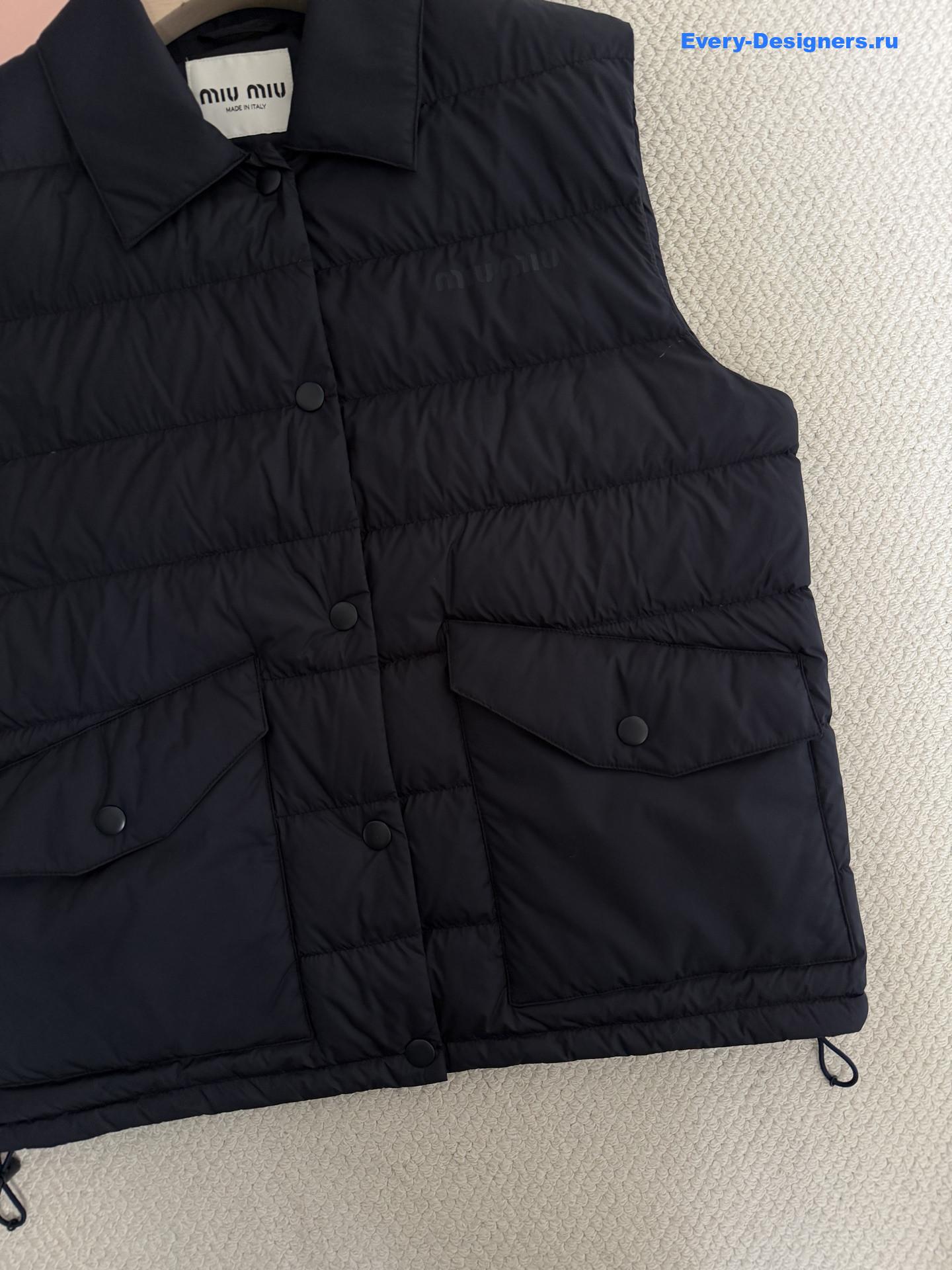 Miu Miu Navy Technical Pongé Down Vest