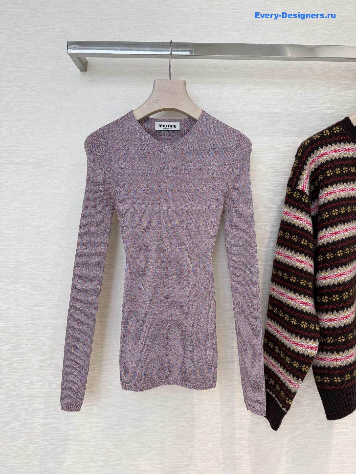 Miu Miu Crewneck Striped Knitted Top