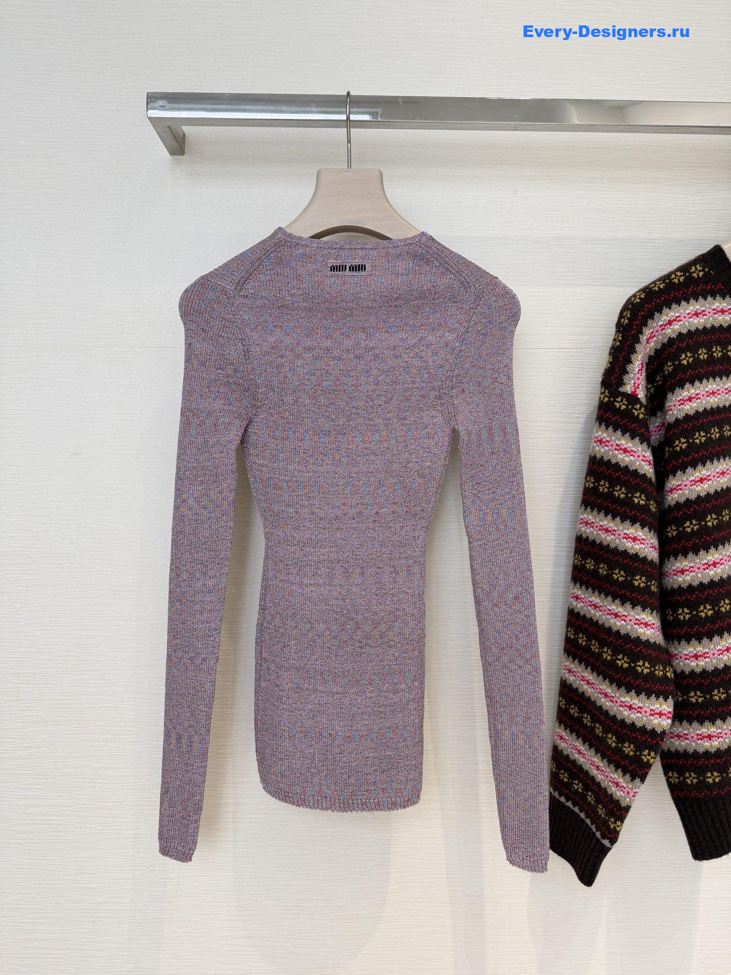 Miu Miu Crewneck Striped Knitted Top