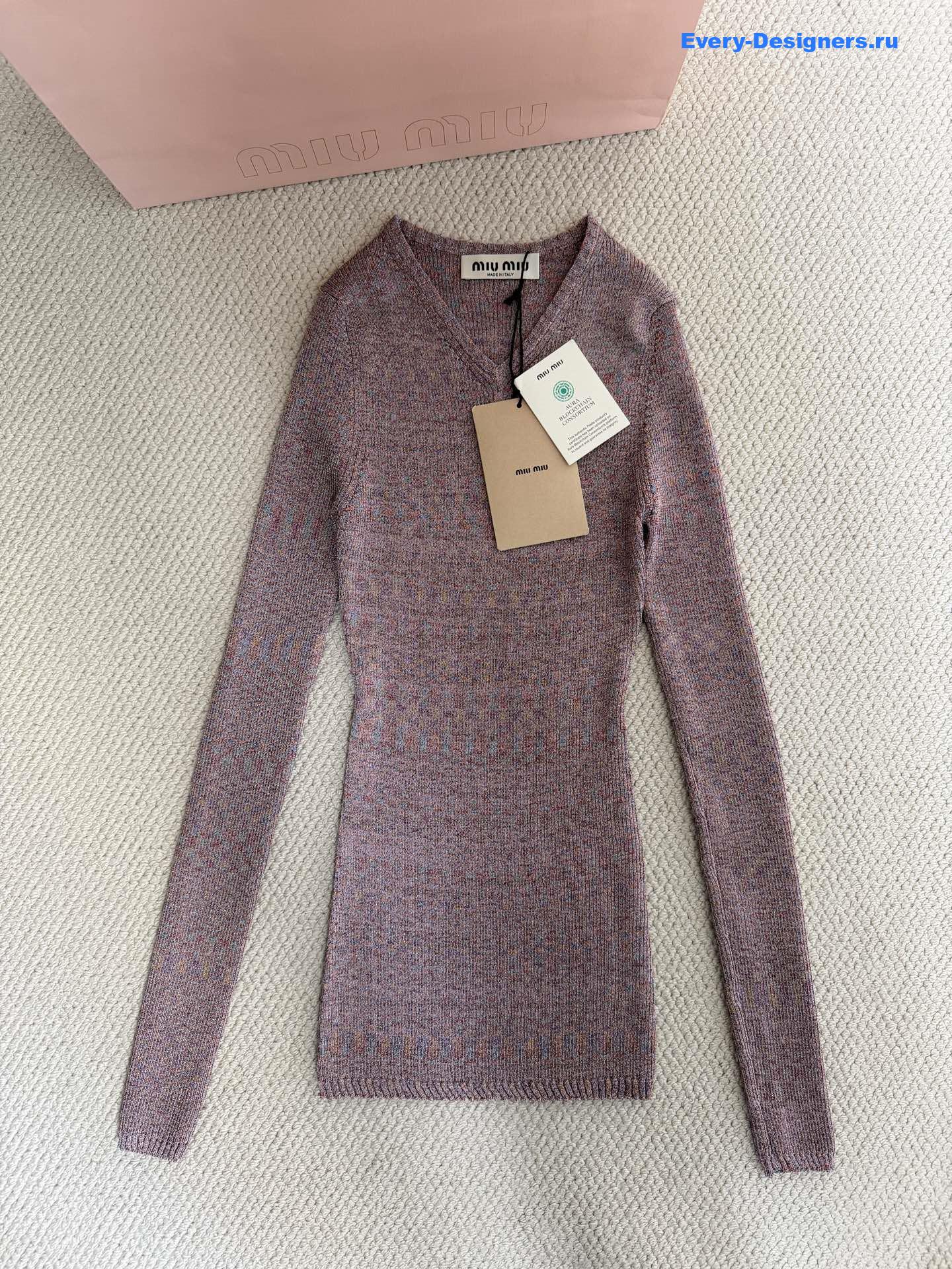 Miu Miu Crewneck Striped Knitted Top