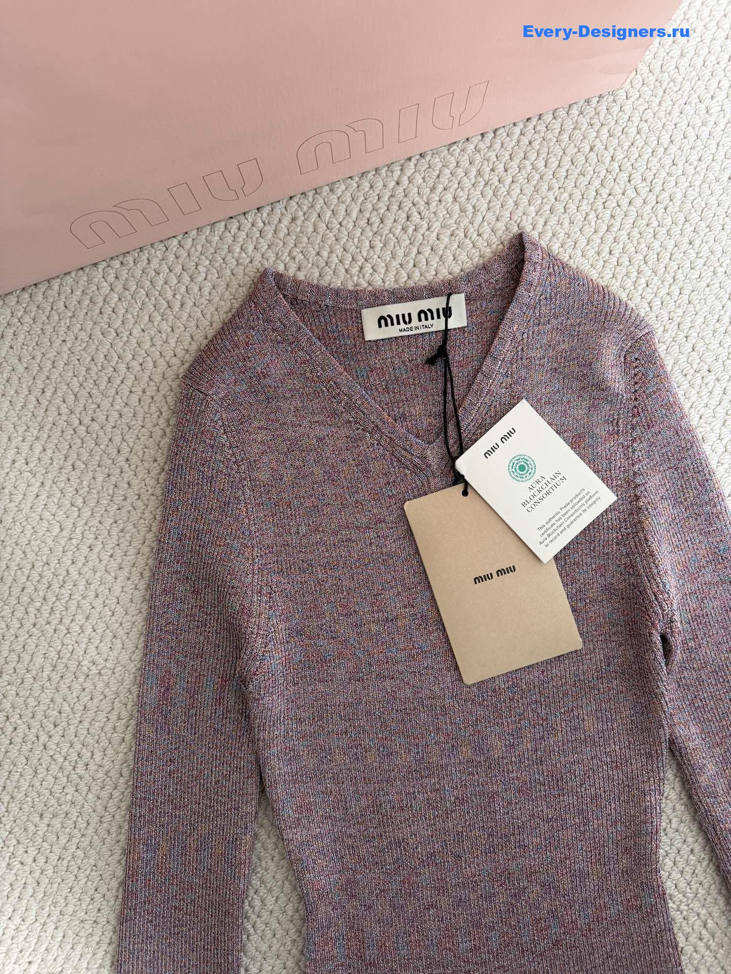 Miu Miu Crewneck Striped Knitted Top