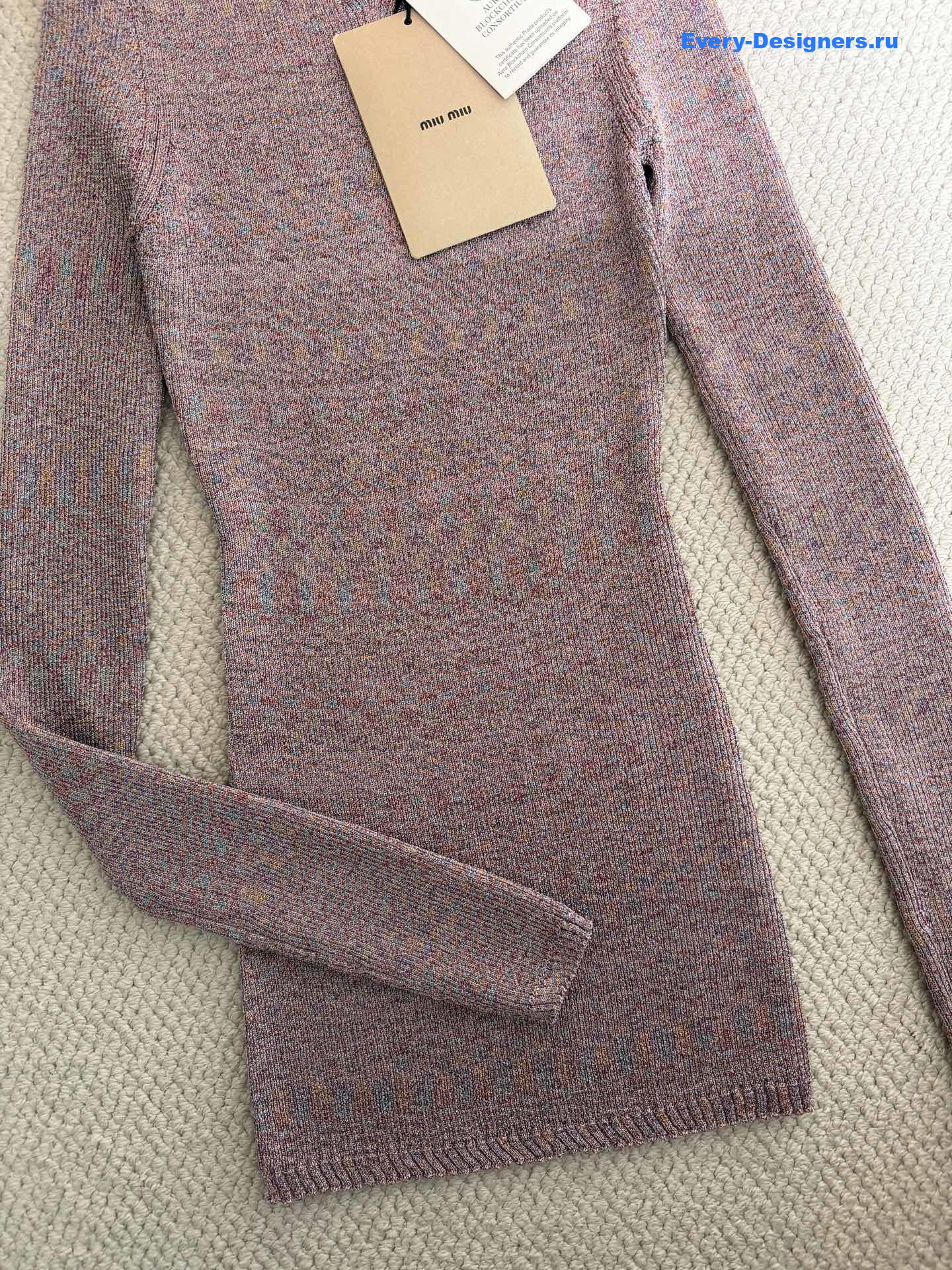 Miu Miu Crewneck Striped Knitted Top