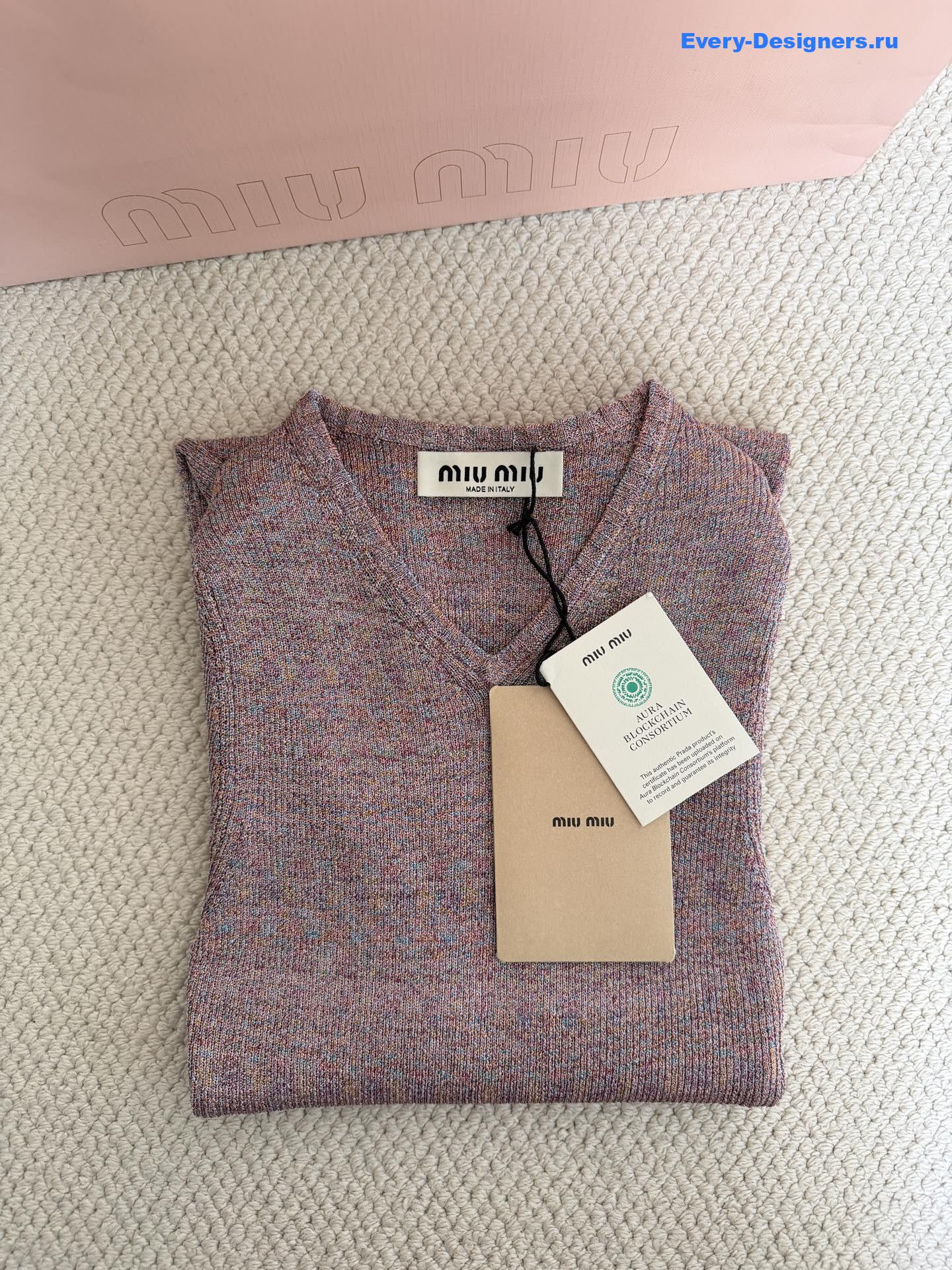 Miu Miu Crewneck Striped Knitted Top