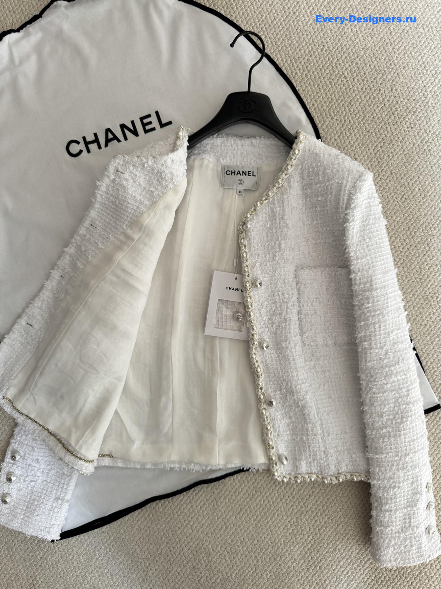Ch**el moonlight tweed pearl jacket