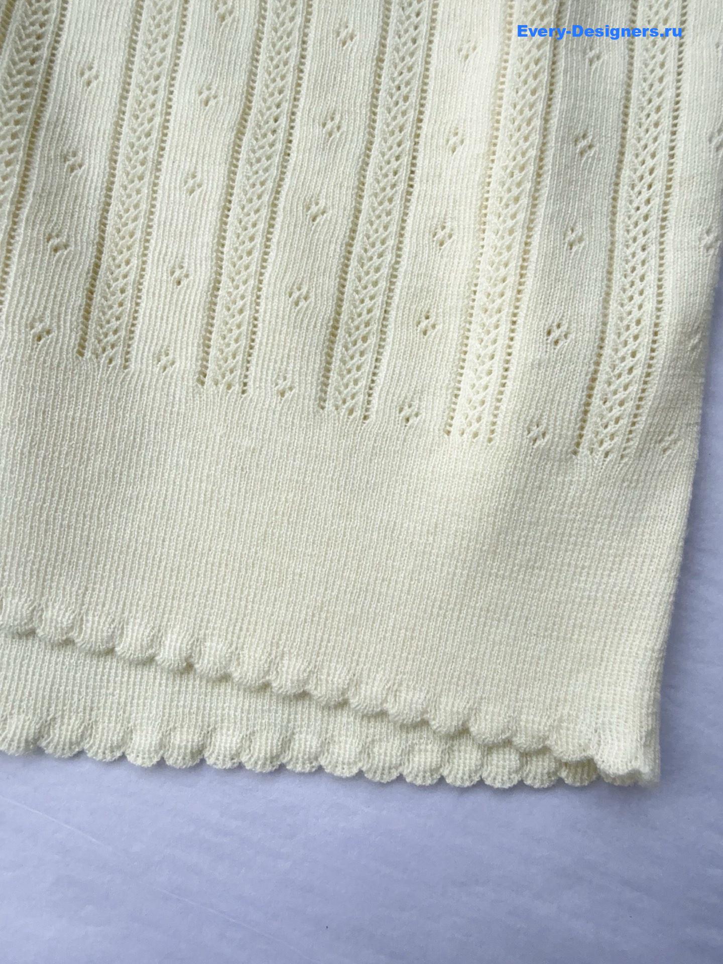 Miu Miu Long-Sleeved Pointelle Knit Polo Sweater