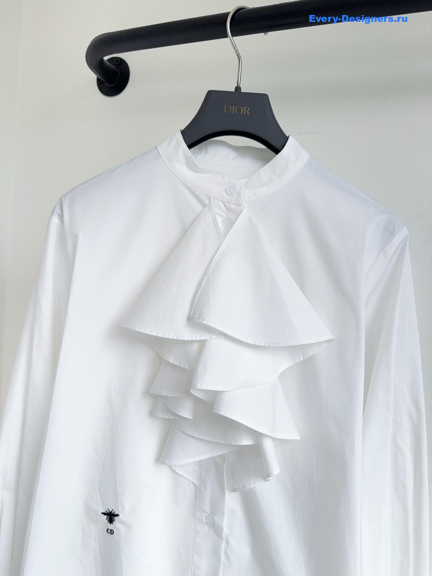D10r white ruffled poplin shirt