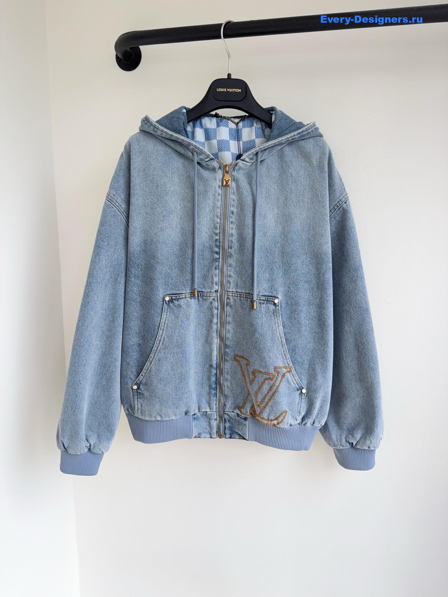 l0vis Vvtt0n flocked monogram denim hoodie