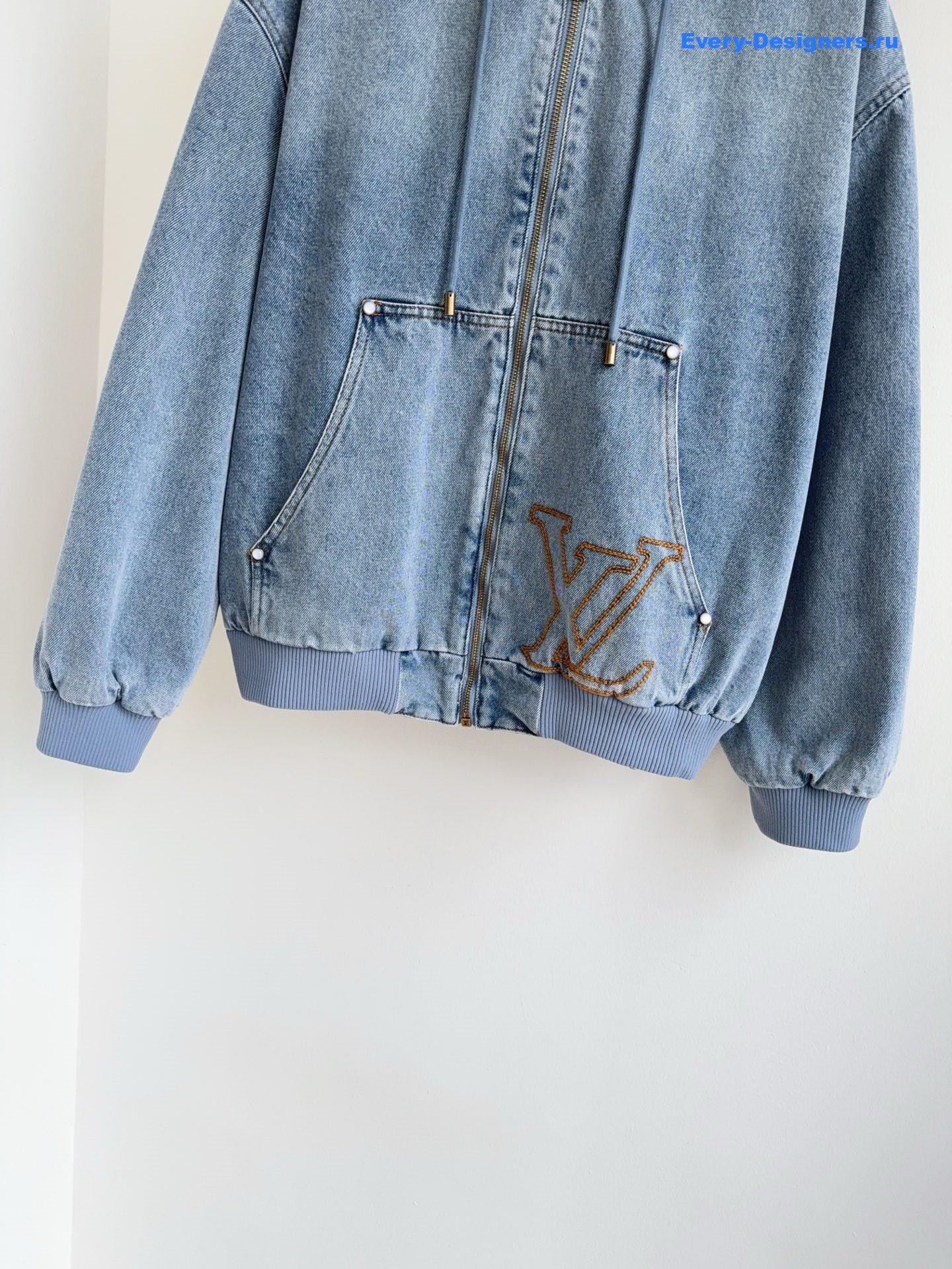 l0vis Vvtt0n flocked monogram denim hoodie