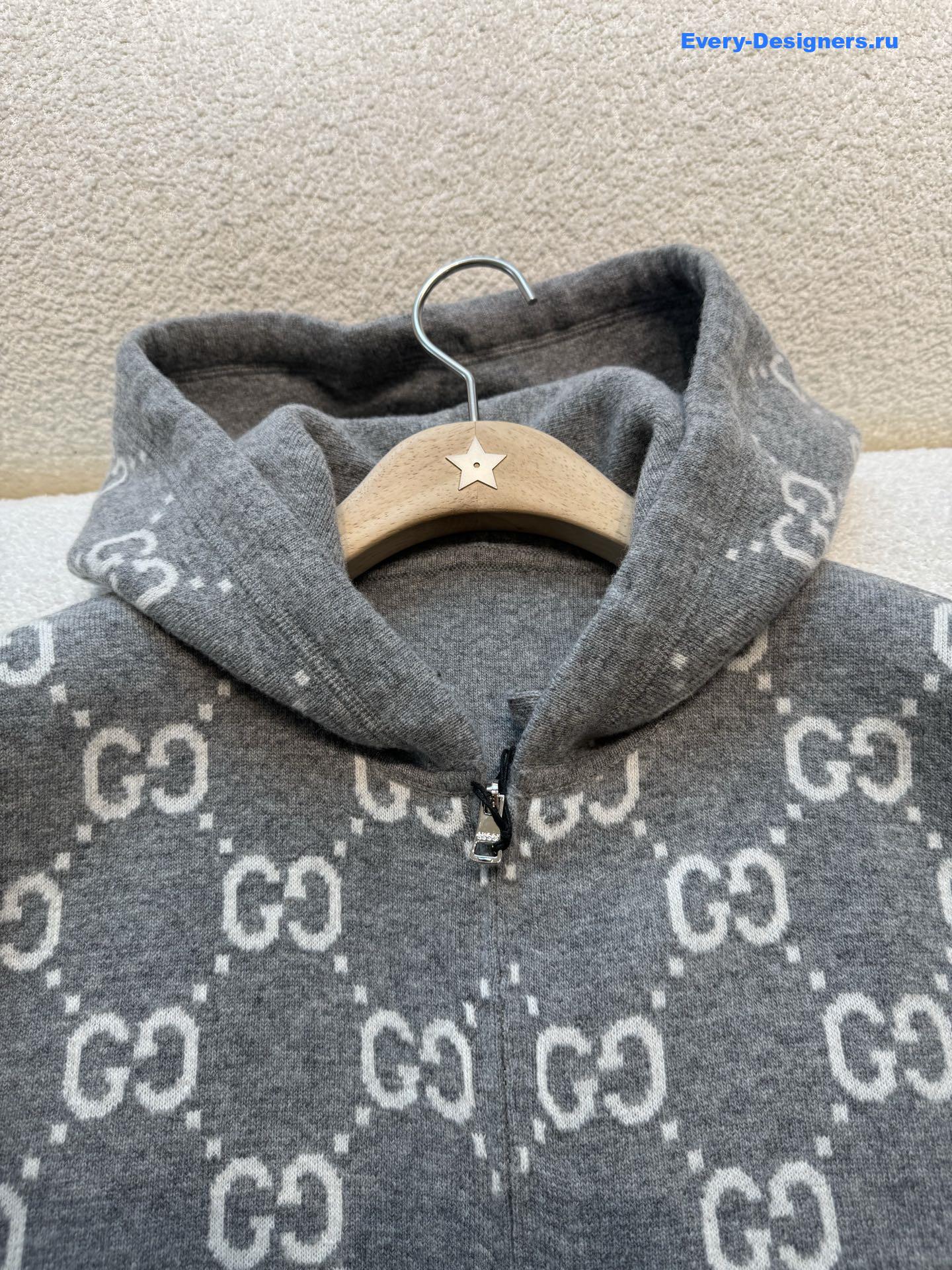 Gvc*1 gg grey wool hooded cardigan