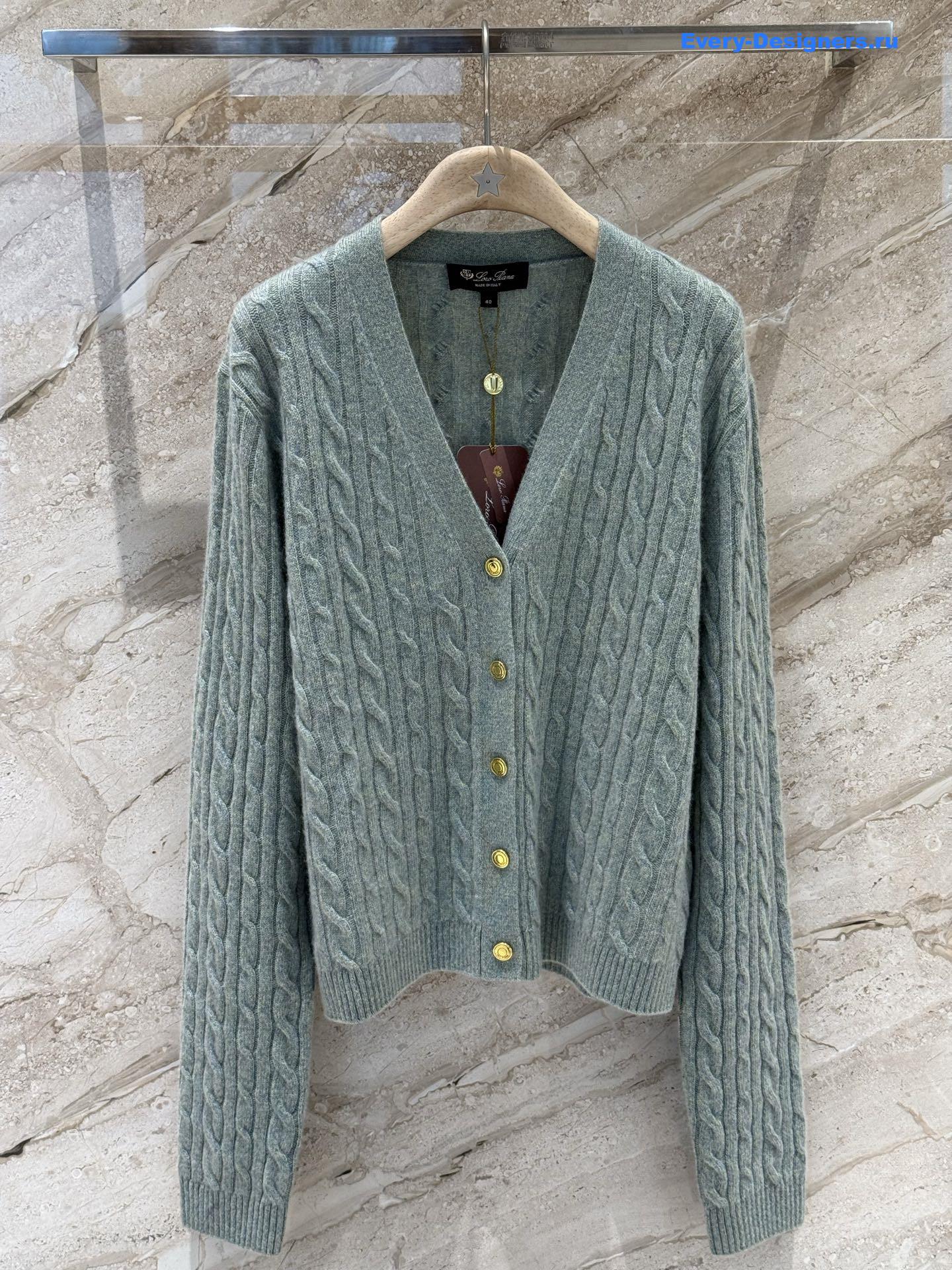 L0r0 P1ana v-neck green cashmere cardigan