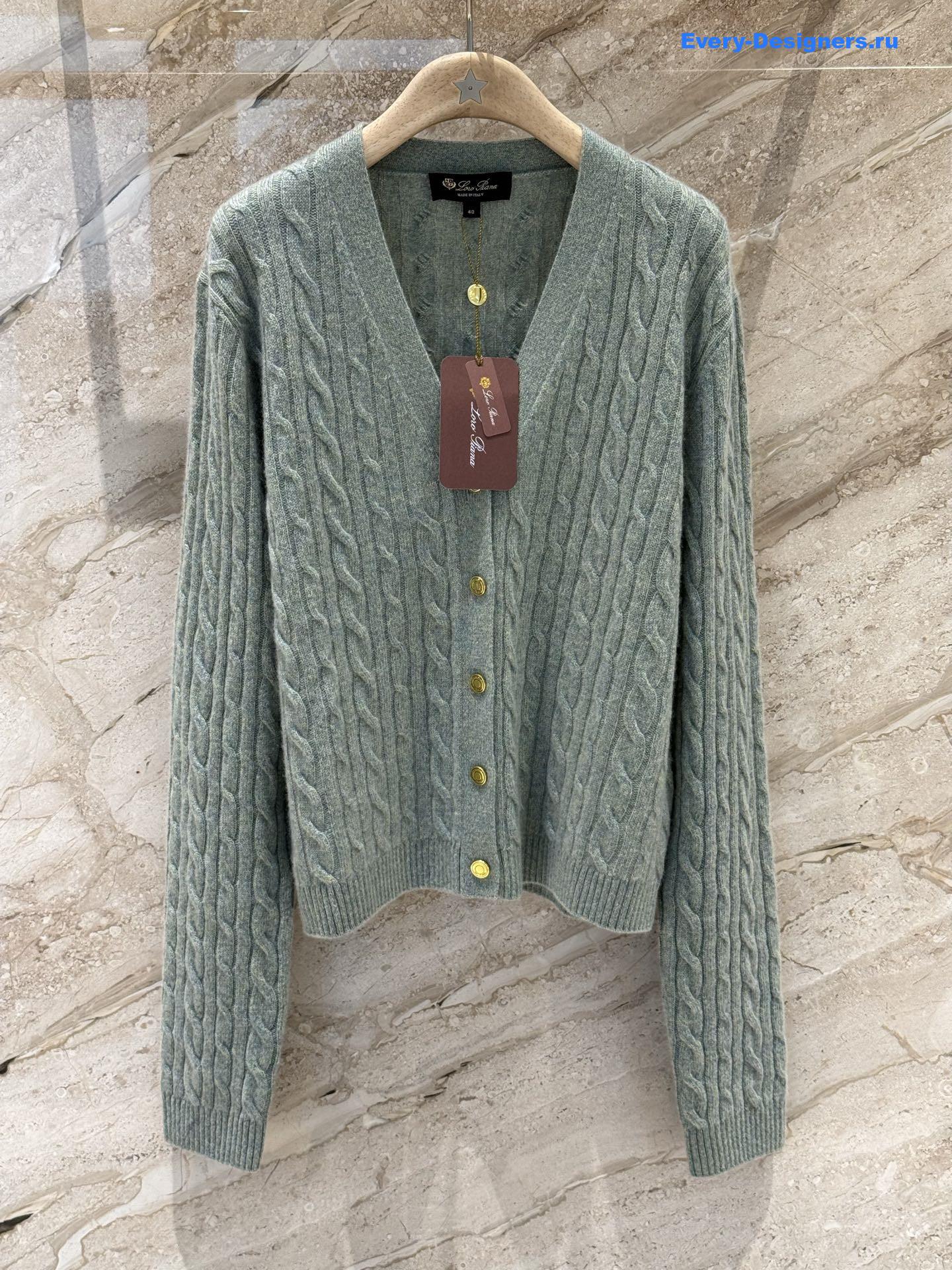 L0r0 P1ana v-neck green cashmere cardigan