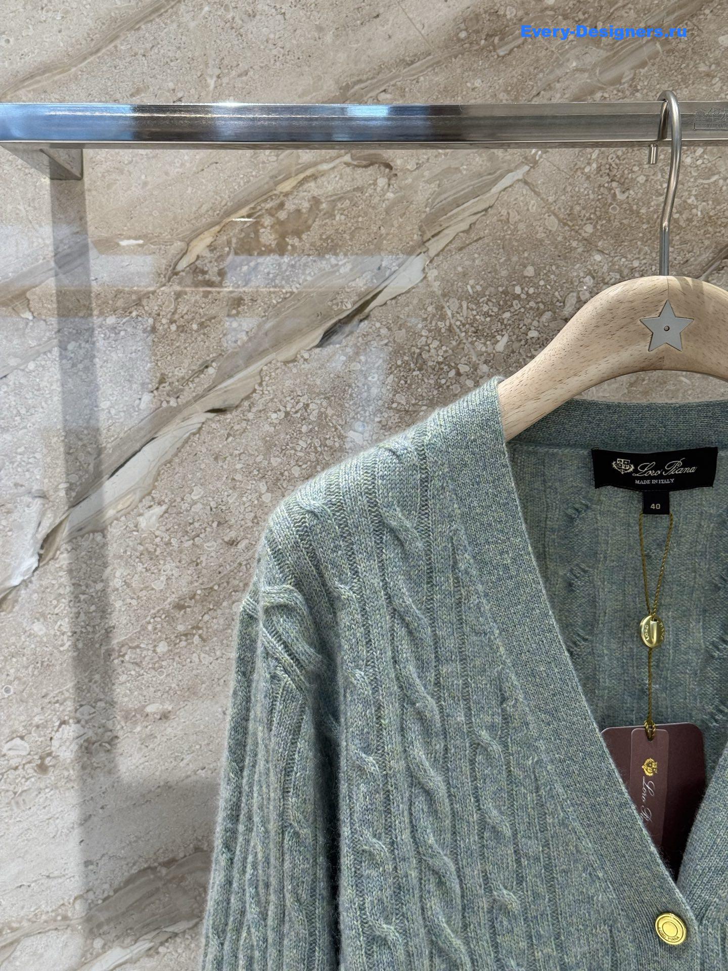 L0r0 P1ana v-neck green cashmere cardigan