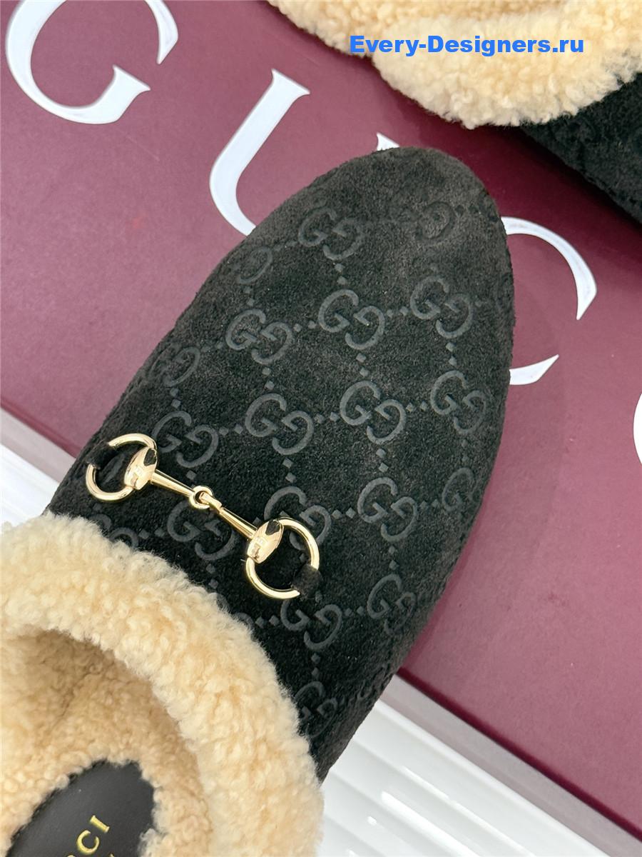 Gvc*1 horsebit gg suede shearling mules