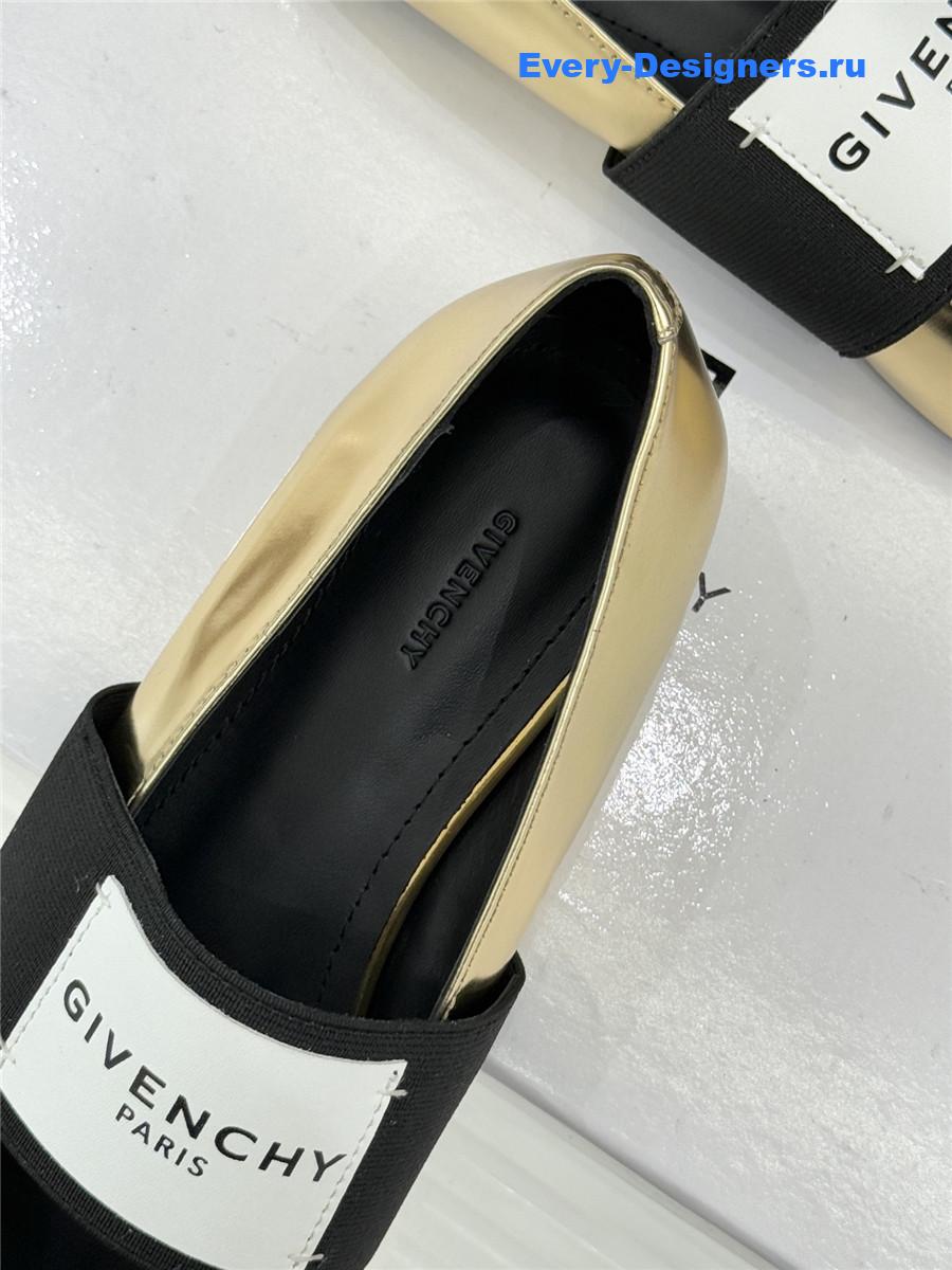 Givenchy Sliced Square Gold Leather Ballet Flats