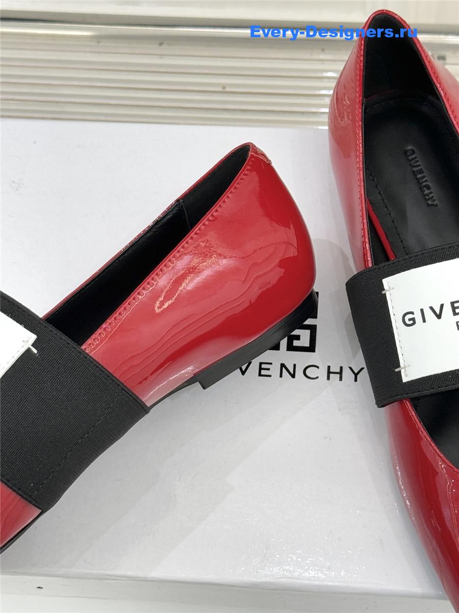 Givenchy Sliced Square Red Patent Leather Ballet Flats