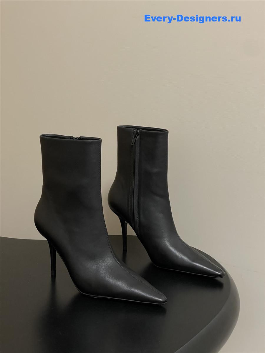 Sa1nt Lau*nt black zipper pointed-toe ankle boots