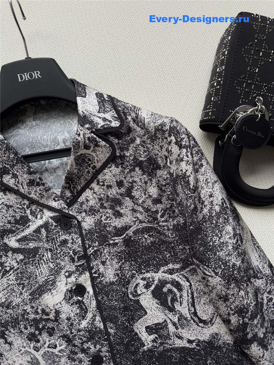 D10r grey animal print silk shirt