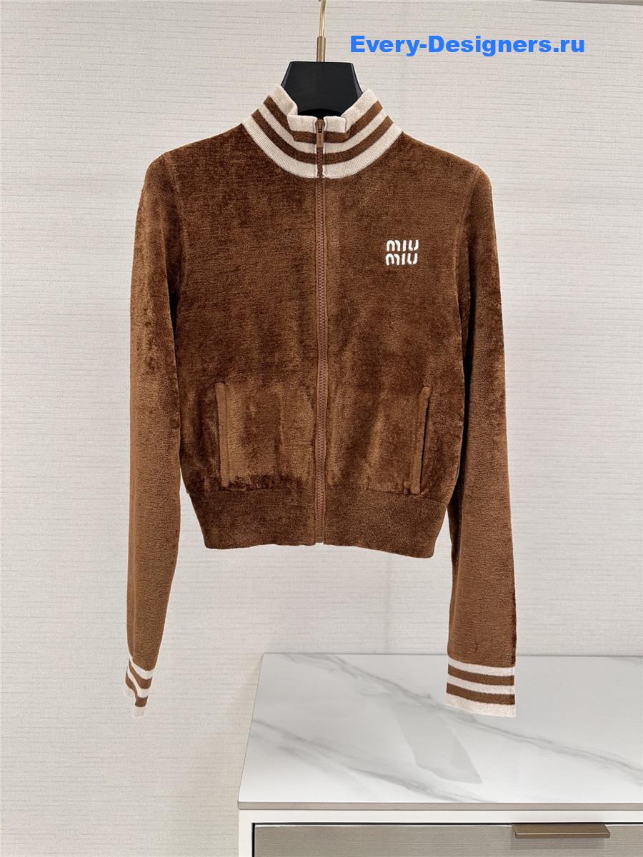 Miu Miu Camel Velvet Cropped Jacket