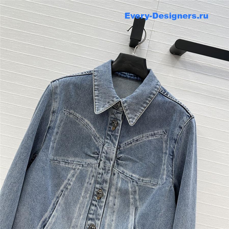 Ch**el coco bow blue denim jacket