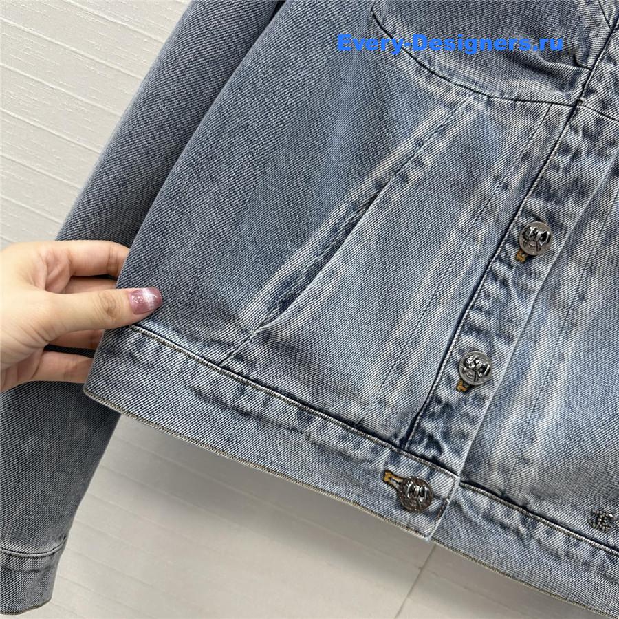 Ch**el coco bow blue denim jacket