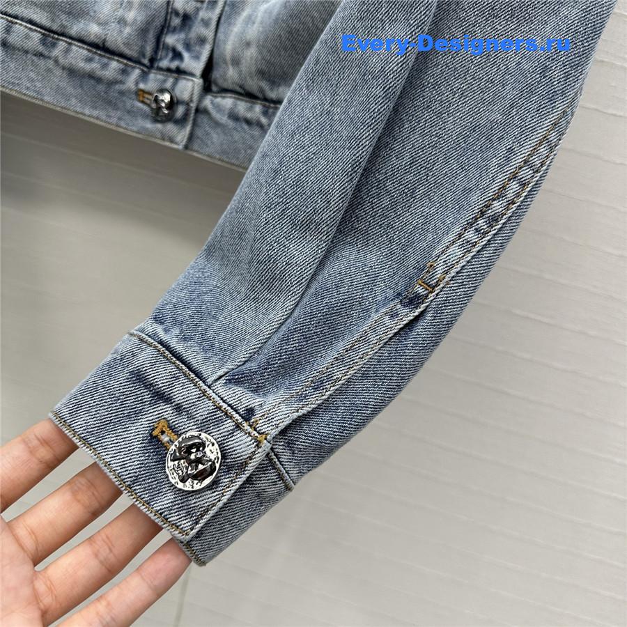 Ch**el coco bow blue denim jacket