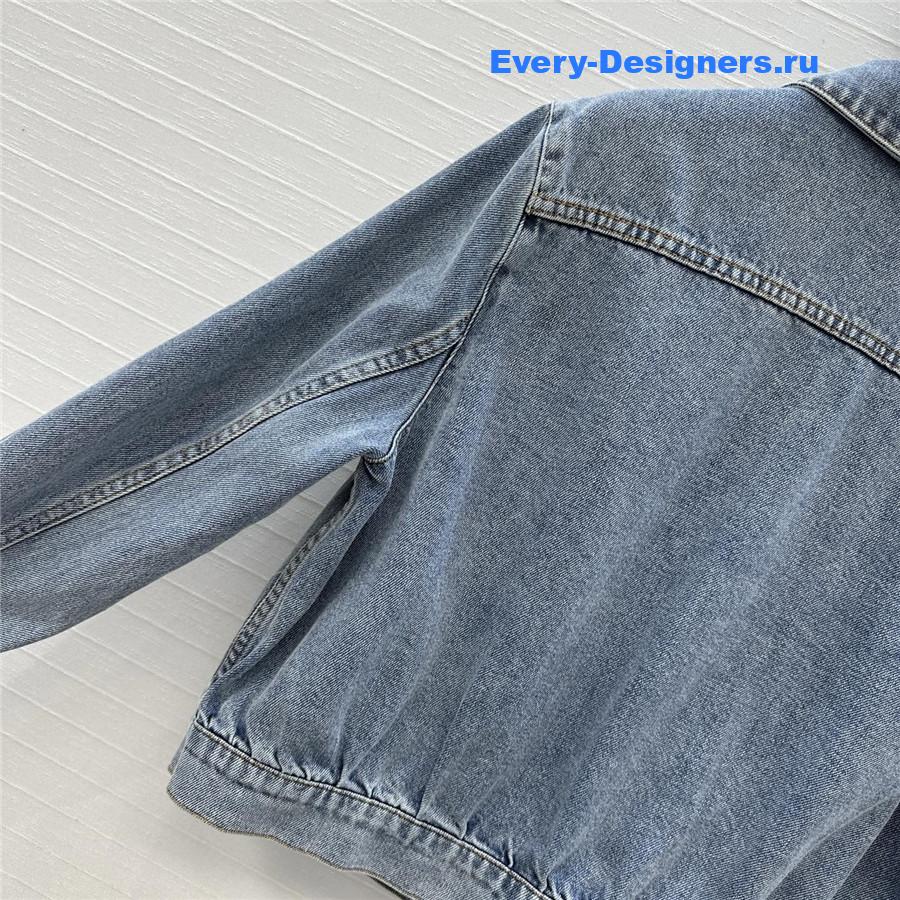Ch**el coco bow blue denim jacket