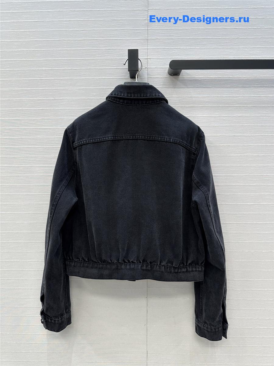 Ch**el coco bow dark gray denim jacket