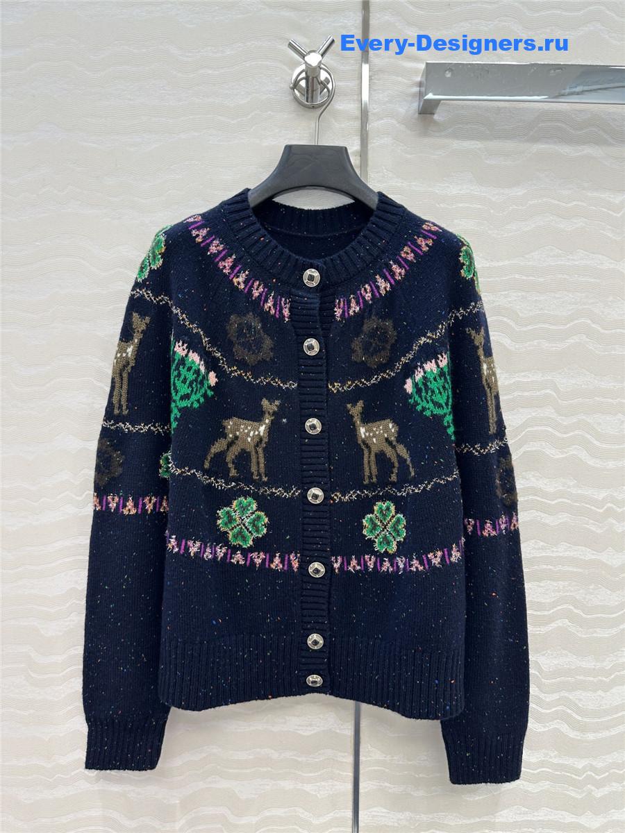Ch**el navy blue christmas cardigan
