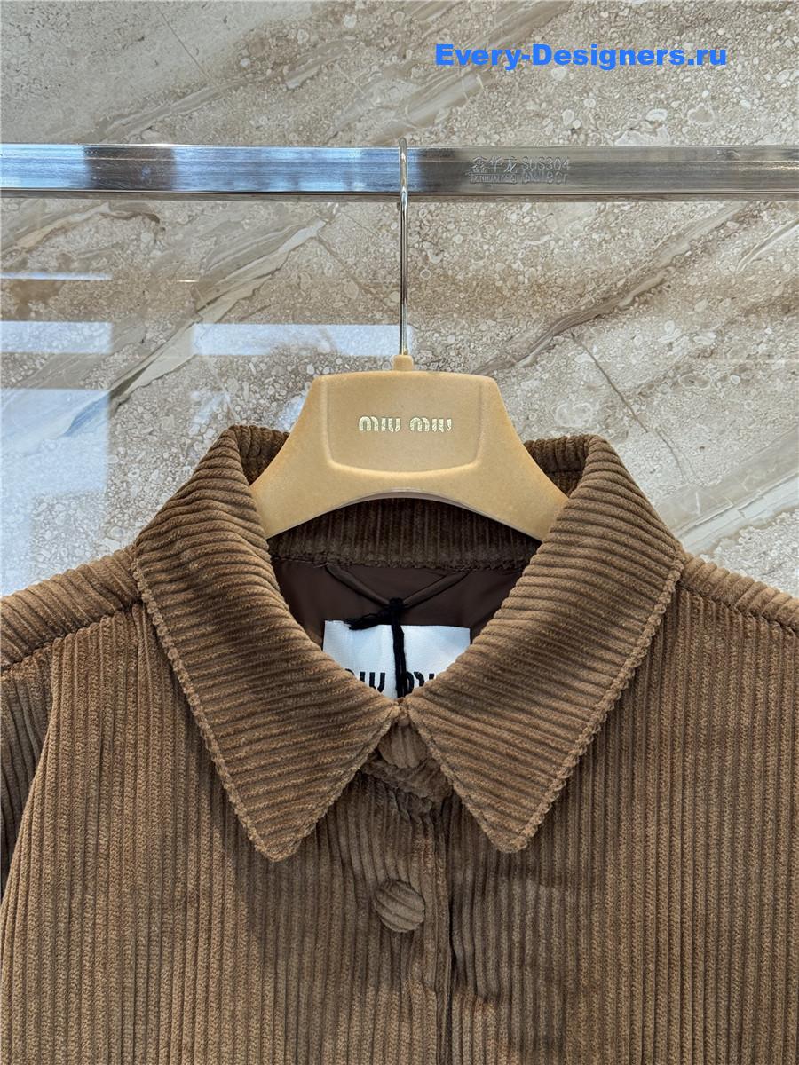 Miu Miu Camel Corduroy Down Jacket