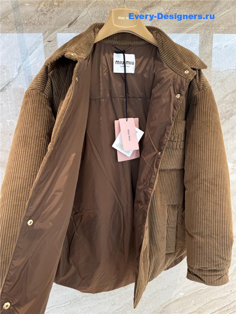 Miu Miu Camel Corduroy Down Jacket