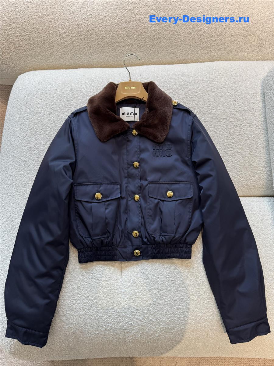 Miu Miu Navy Technical Gazar Blouson Jacket