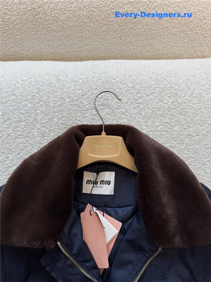 Miu Miu Navy Technical Gazar Blouson Jacket