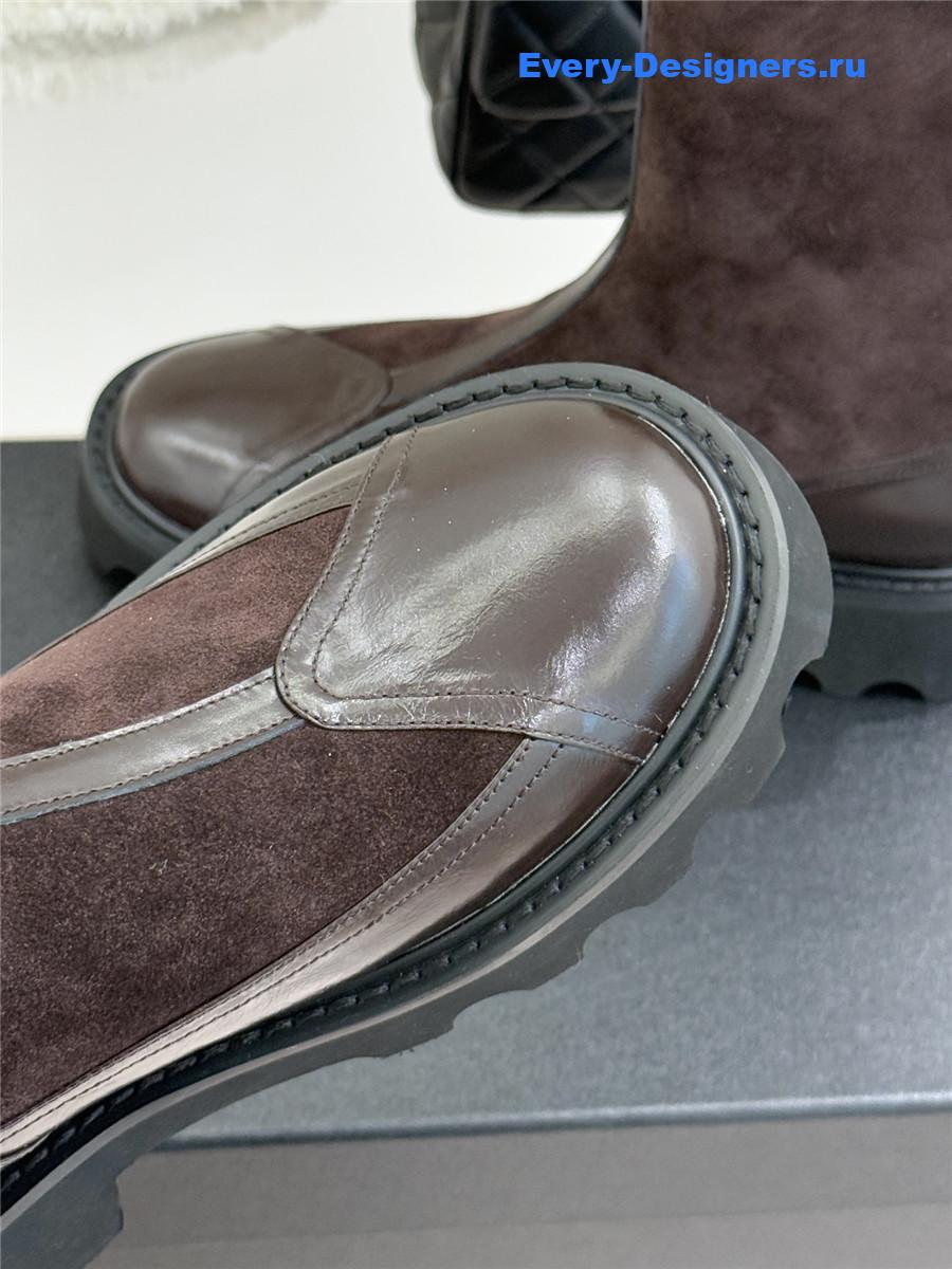 Ch**el brown calfskin suede mid boots