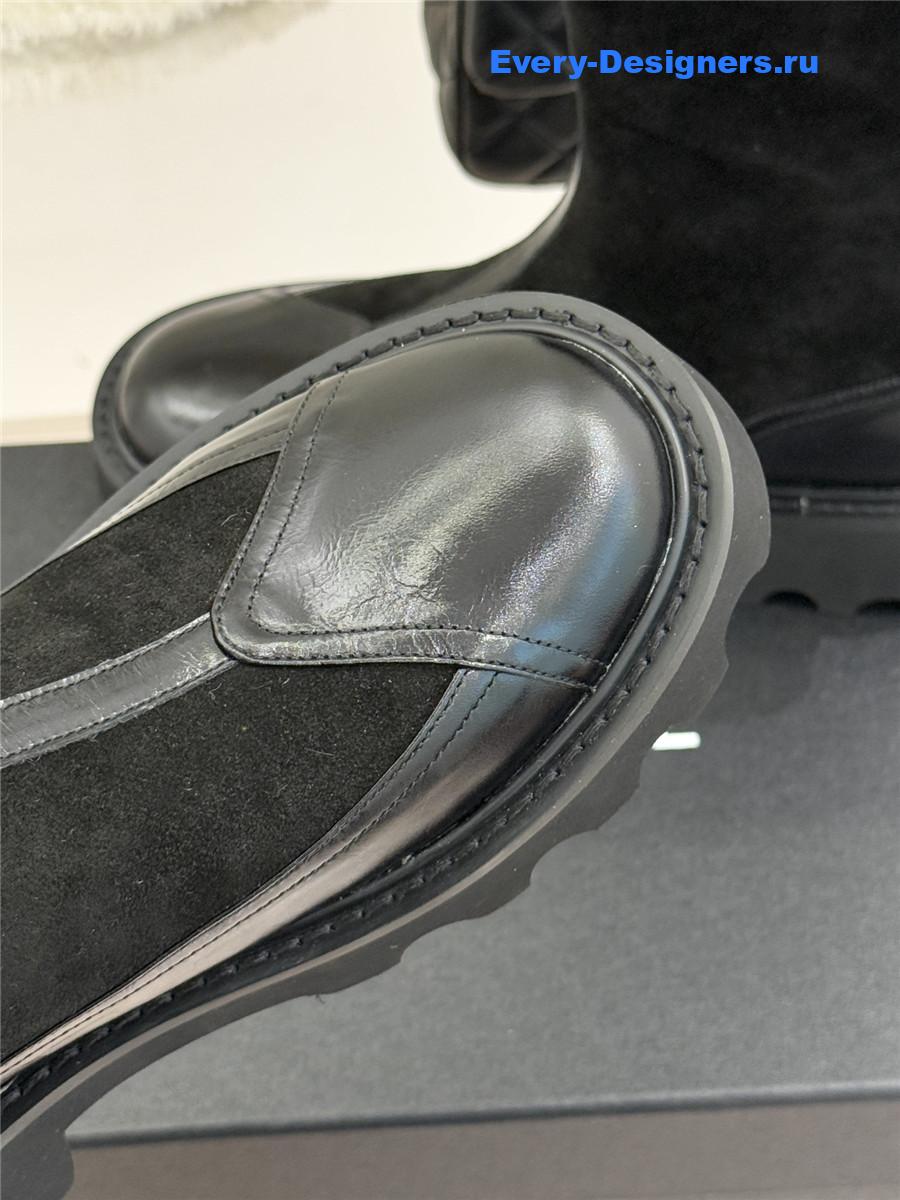 Ch**el black calfskin suede mid boots