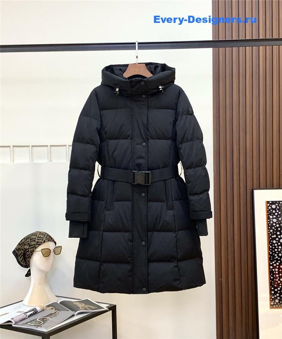 Moncler Black Hooded Belted Puffer Jacket