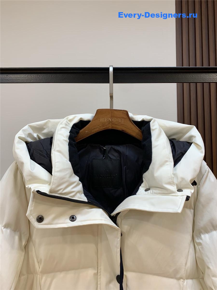 Moncler White Hooded Belted Puffer Jacket
