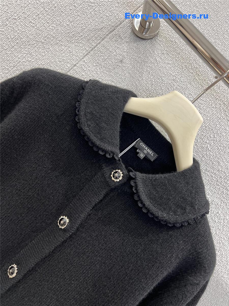 Ch**el black bow knit cardigan