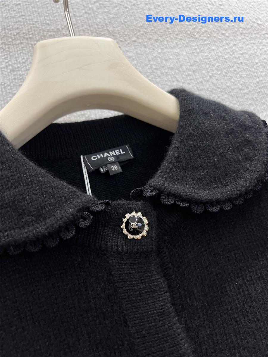 Ch**el black bow knit cardigan