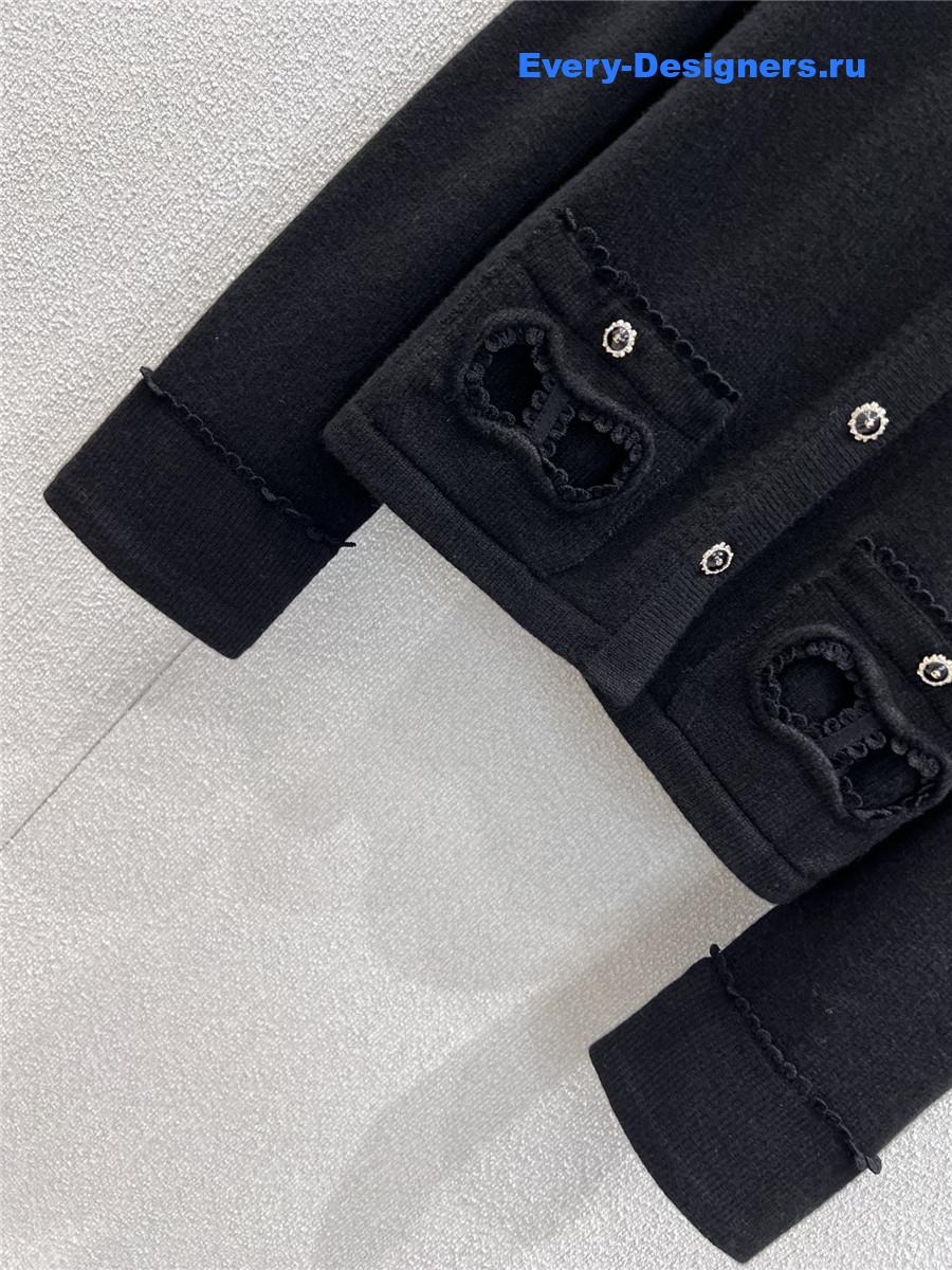 Ch**el black bow knit cardigan