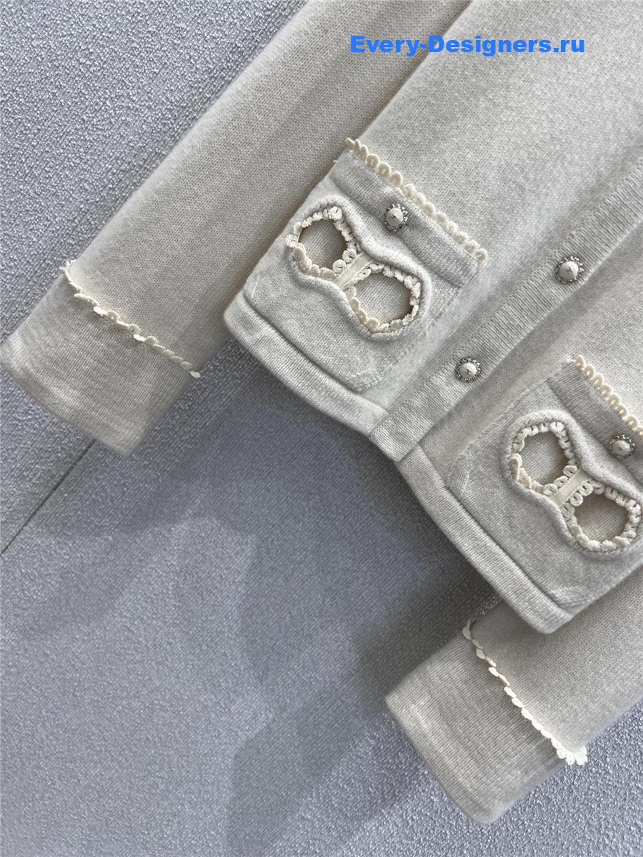 Ch**el white bow knit cardigan
